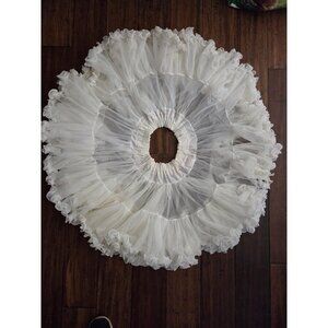 Vintage Sams Womens White Tulle Petticoat Tutu Skirt Ruffle Small 19-22"